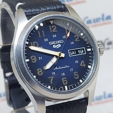 Brand New Seiko 5 Sports SRPG39K1 Day Date Automatic Blue Dial Military Leather 2