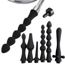 NEW Black Silicone Enemator Cleaning Douche Head Enema Anal Cleaner Shower