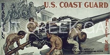 WWII Poster, "U.S. COAST GUARD READY THEN READY NOW" Art Print on 11x14" 22516