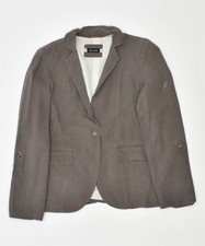 Massimo Dutti Womens 1 Button Blazer Jacket Uk 14 Medium Brown Nf06