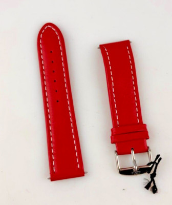 Watch Strap GENERICO Unisex Red 22mm Quality Skin With Stitching Buckle