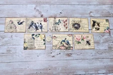 8~Vintage Style~Ephemera~Altered Postcards~Junk Journal~Linen Cardstock~Cards