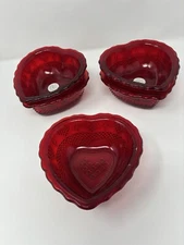 Vintage 5 Ruby Red Heart Shaped Bowls William Sonoma Portugal