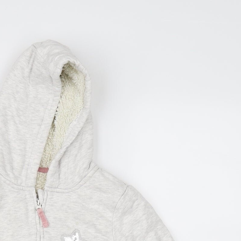 Nutmeg Girls Grey Cotton Blend Full Zip Hoodie Size 11 Years image 4