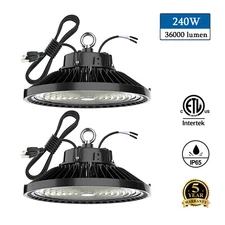 2Pcs 240W UFO LED High Bay Light Dimmable Commercial Industrial Light 36000lm