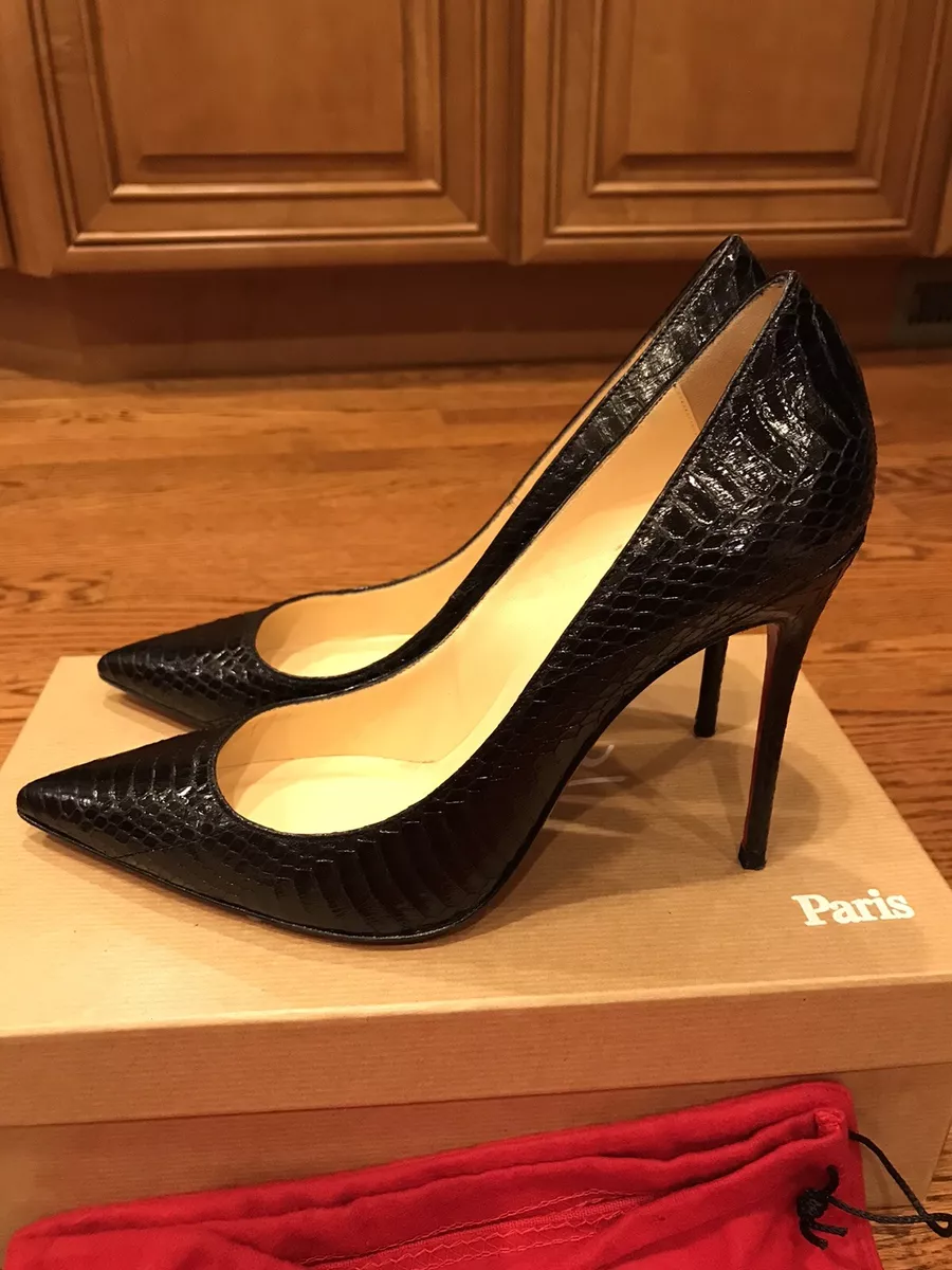 Christian Louboutin Decollete 554 Watersnake Lucido 100 Black ...