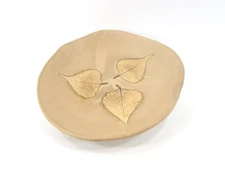 Vintage 2006 Signed Pottery Pressed Botanical Leaves 9" dia. Bowl Dish Nature