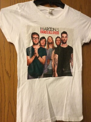 Maroon 5-  Hands All Over  - White Shirt- Ladies Cut - 3D Emblem - XS.  