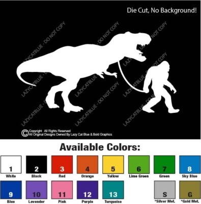Bigfoot Walking T-Rex Dinosaur Decal Sticker Dinos Leash Pet