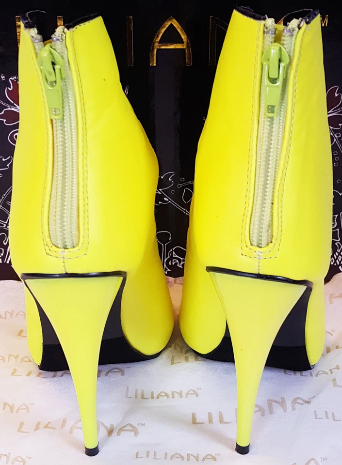 LILIANA 黄色 RIVA 3 Peeptoe CRISS 十字架带 4.5 英寸高跟鞋 6.5 — 第 3/4 张图片