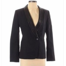 Rag  Bone Wool Blazer Black Size 4 USA Texture Collar Jacket Coat 108879 RARE