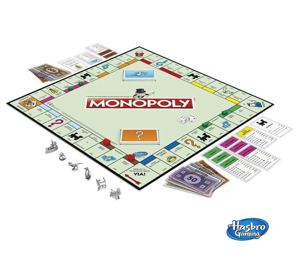 Monopoly rettangolare Monopoli classico in Italiano Hasbro Gaming -nuovo-Italia - Immagine 3 di 4