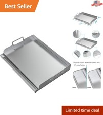 Professional Grade Stainless Steel Griddle with Even Heating Bracing - 17" x 13"
