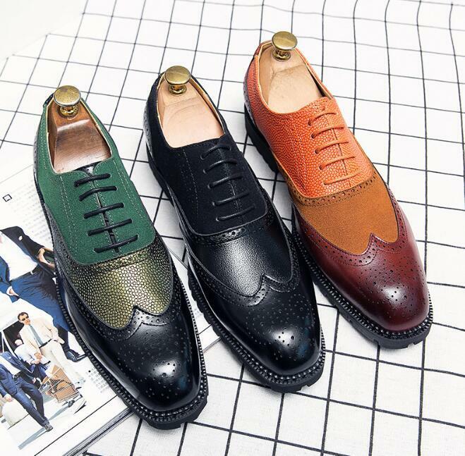 Mens Youth 2021 Multicolor Lace Up British Casual Formal Oxford