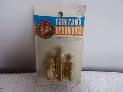 Vtg Panorama Ornaments Christmas 3 Wise Men Gold Figures Style # F126 Hong Kong