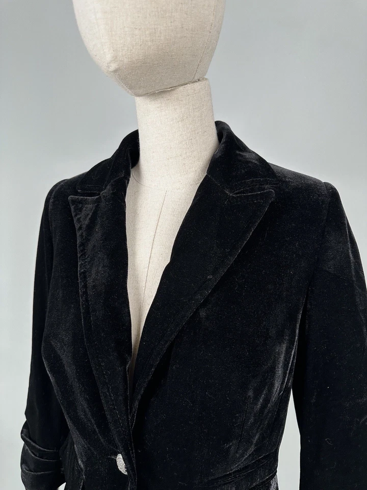 DOLCE & GABBANA Corduroy Wool Blazer Jacket Women's One Button Black Size S - Image 4 of 4