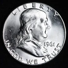GEM BU UNCIRCULATED UNC MS 1961 SILVER FRANKLIN HALF DOLLAR BRILLIANT LUSTER
