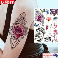 Watercolour Floral Temporary Tattoo Lavender Adult Fake Body Art Unisex Women