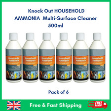 6 x Knock Out HOUSEHOLD AMMONIA  MultiSurface Cleaner 500ml