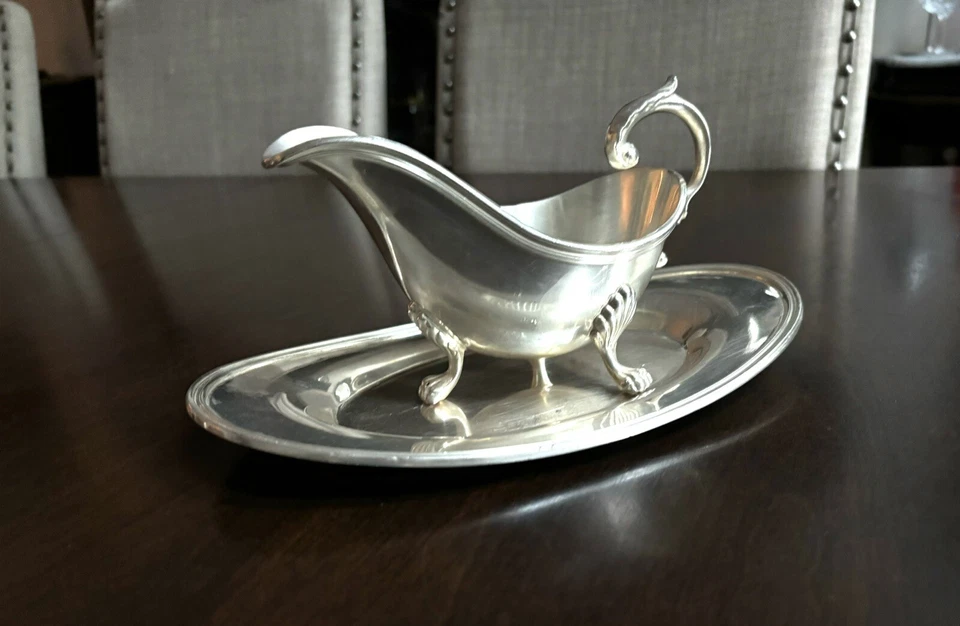 Plato de salsa/gravy Sheffield con plato inferior EPC/plato plateado sobre cobre Foto 4 de 4