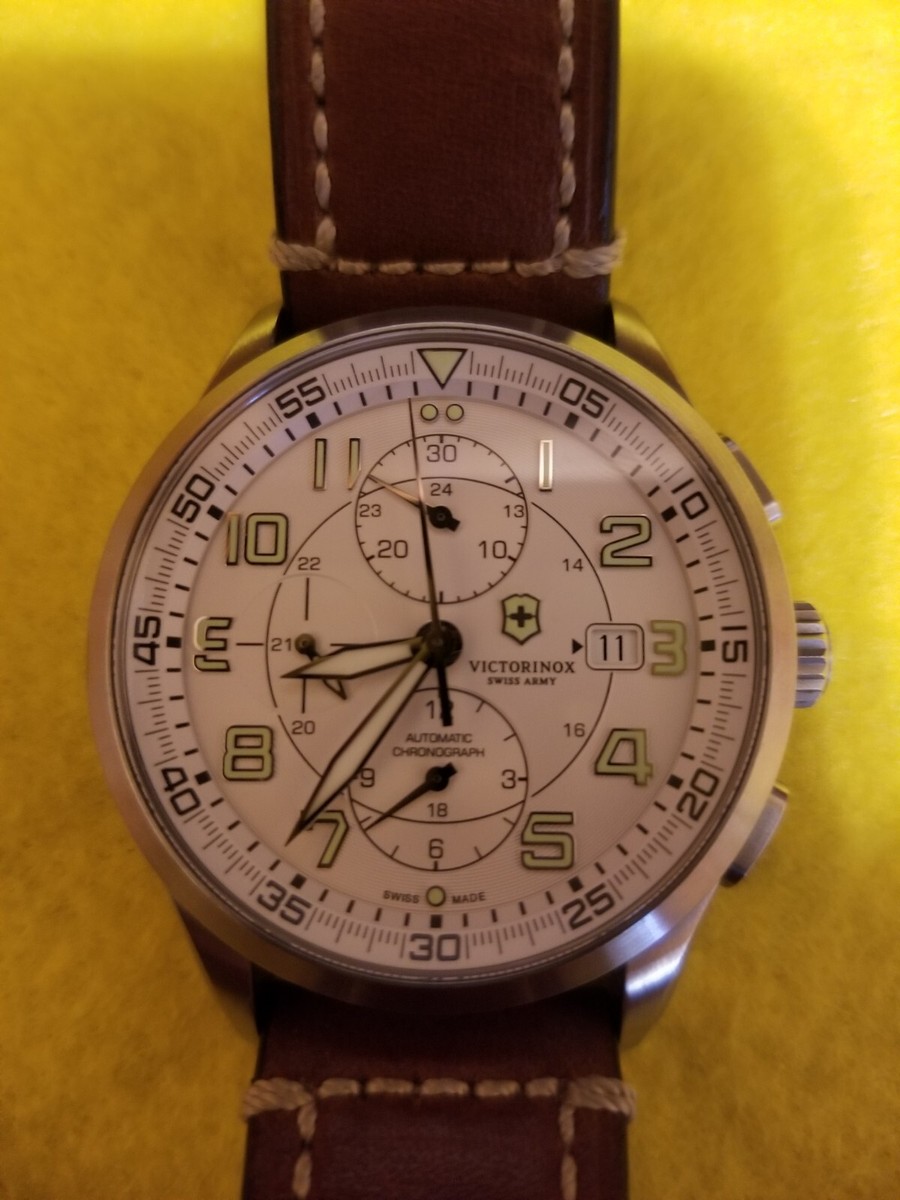 Swiss Army Men's Watch AirBoss Automatic Chronograph Silver Tone