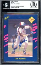 Tim Raines Beckett BAS Signed 1990 Classic Blue Autograph