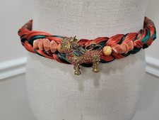 VTG 80  s Carolyn Tanner Braided Belt /Pho / Fo / Foo Dog with Coral,Turquoise