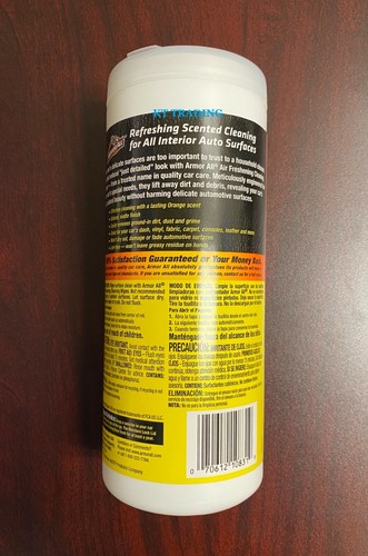 ARMOR ALL Car Auto Interior Leather AIR FRESHENING Cleaning Wipes 25Ct ~ ORANGE - Picture 2 of 6