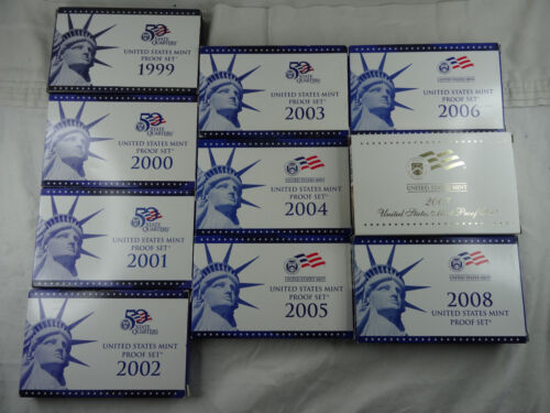 1999-2008 US Mint Proof Sets OGP Box & COA Lot 109 Coins (10 Annual Sets) - Picture 1 of 11