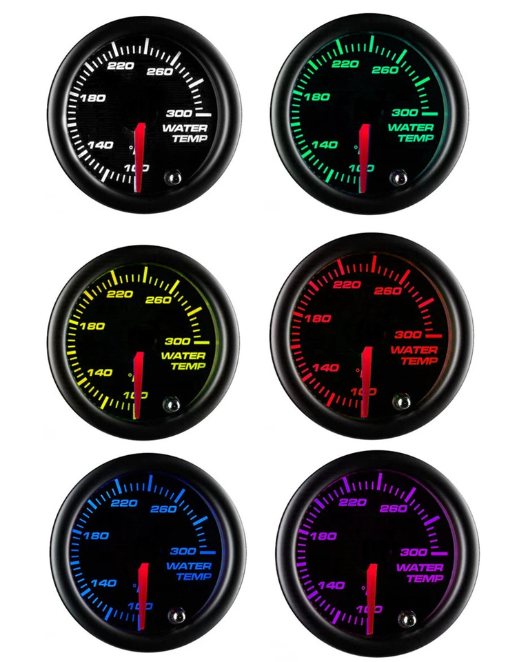 Universal Black 52mm 7 Color LED Water Coolant Temperature Temp Gauge Meter - °F - Image 2 of 4