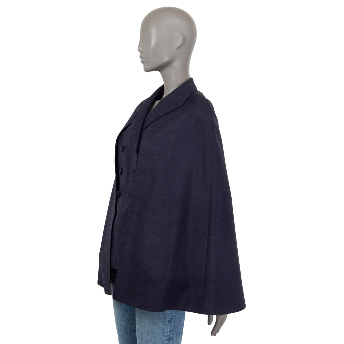 65307 auth CHRISTIAN DIOR navy blue cotton 2020 SHANTUNG Cape 