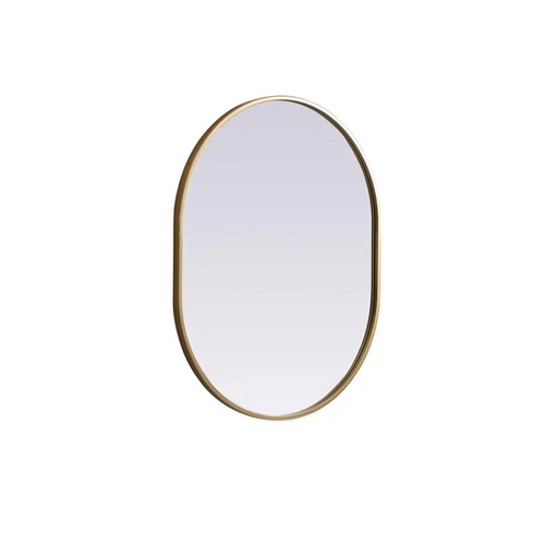 Elegant Decor Asha 24x30" Oval Modern MDF Wood/Iron Mirror in Brass - Picture 3 of 11