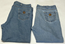 Lot Of 2 Carhartt Men's B17 - Denim Relaxed Fit Jeans Work Pants 46x32