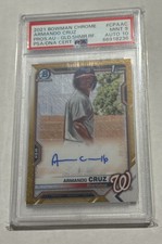 Armando Cruz 2021 Bowman Chrome Gold Shimmer 1st Auto /50 PSA 9 Auto 10 Nats