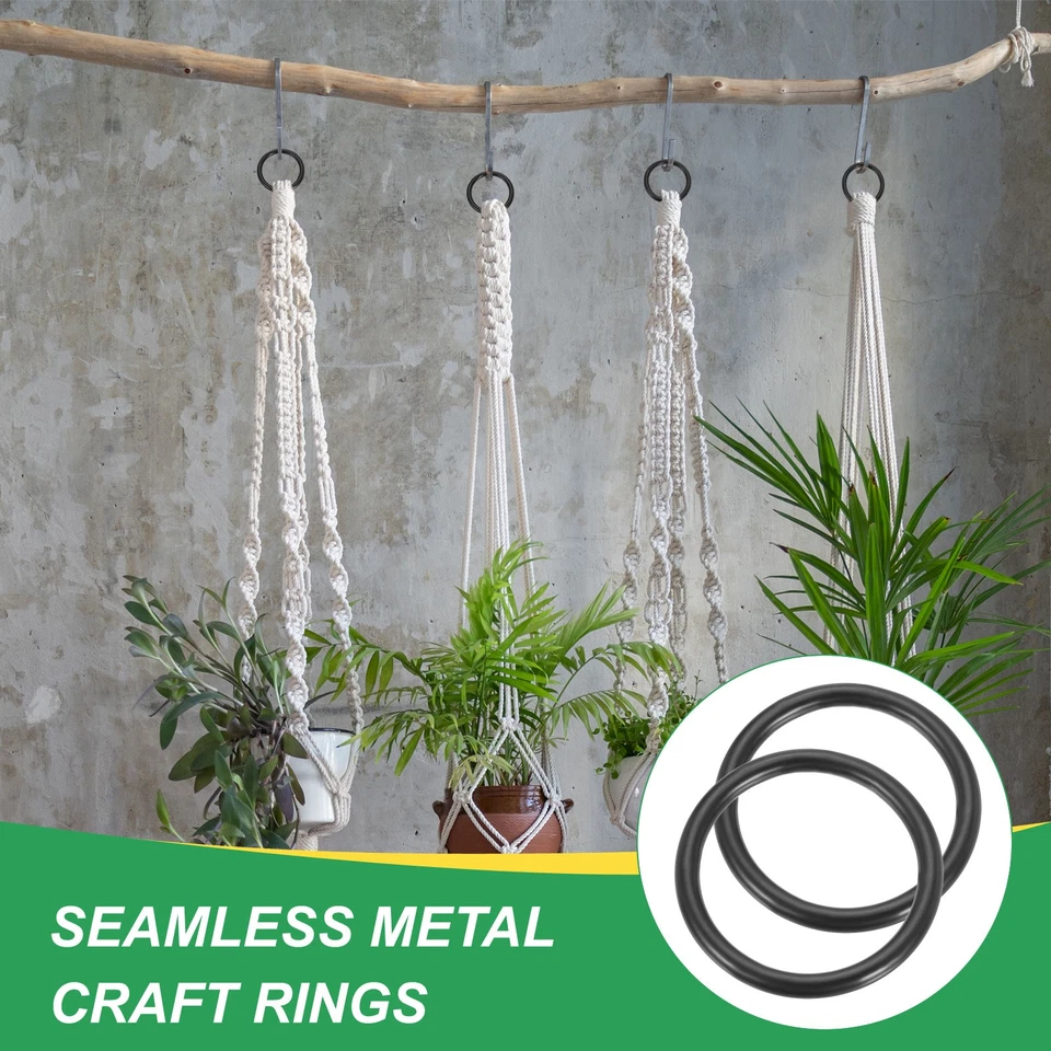 2" Metal O Ring, 4Pcs Seamless 304 Stainless Steel Rings Black 6mm x 50mm Foto 4 de 4