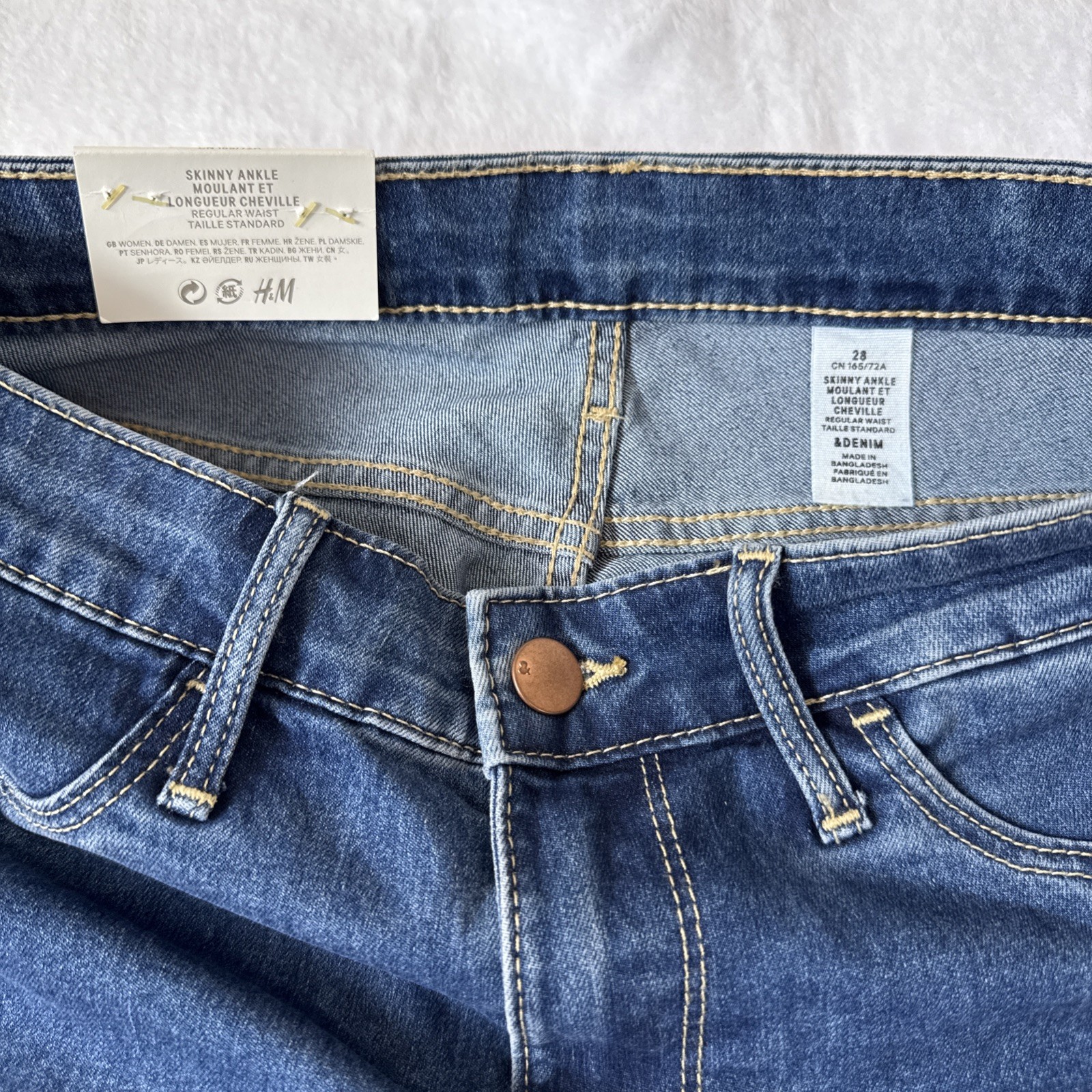 H&M Womens Jean Skinny Ankle Regular Waist Denim Medium Wash Stretch Size 28 NEW thumbnail 3