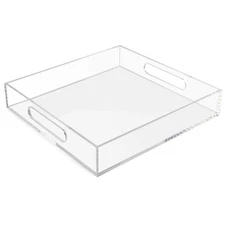 Tasybox Acrylic Serving Tray, Clear Decorative Trays with Handles for Kitchen