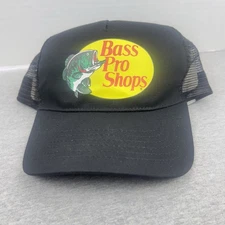 Bass Pro Shops Trucker Hat Mesh Cap Outdoor Fishing Adjustable SnapBack Black
