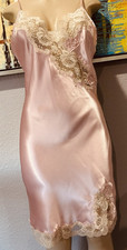 Vtg Victoria's Secret Pink Satin Lace Dress Slip Lady M
