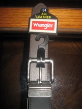 New With Tags  Black All Leather Wrangler Belt  Men's Size 34 .  NICE 