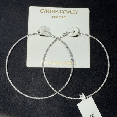 Cynthia Rowley 925 Sterling Silber Ohrringe Creolen, gemarkt Neu mit Etikett leichte Creolen
