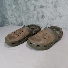 Crocs Shoes Mens Size 7 Brown Yukon Leather Clog Slip On Mule Comfort Sandals