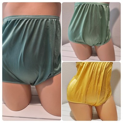 Shadowline 17032 Full Cut Brief Shiny Nylon Full Cut Panty Green Orange Yellow