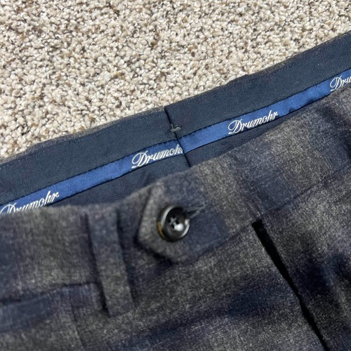 Drumohr Pants Mens 34x36 Wool Blend Trousers Pleated Checkered Italy Vintage - Picture 4 of 13