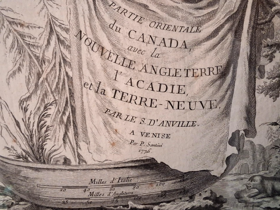 Free Ship Old Vintage  Framed Map, New England, Canada 1776 Paolo Santini Venice - Image 2 of 4