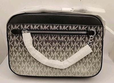 NEW Michael Kors Jet Set Black Ombre Logo Large Zip Chain EW Crossbody Bag 