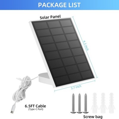 Solar Panel for Security Camera,3W USB Solar Panel for Cameras DC 5V,Camera