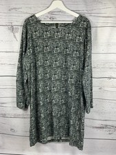 Mistral Dress Size 16 Grey Print 100% Cotton Long Sleeves Scoop Neck
