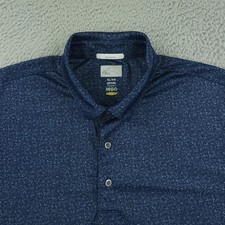 Greg Norman Polo Shirt Mens XL Blue Geometric ML75 PlayDry Golf Recycled
