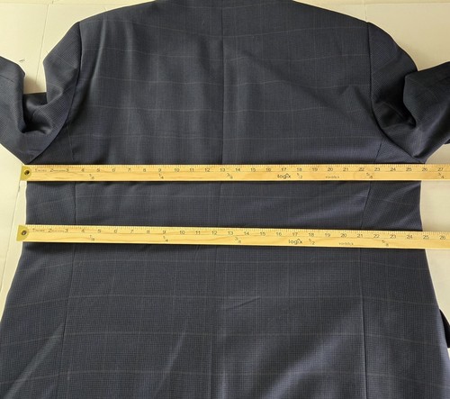 Giacca tuta Jack Victor blazer uomo 48L blu navy pied de poule overcheck lana - Foto 19 di 21